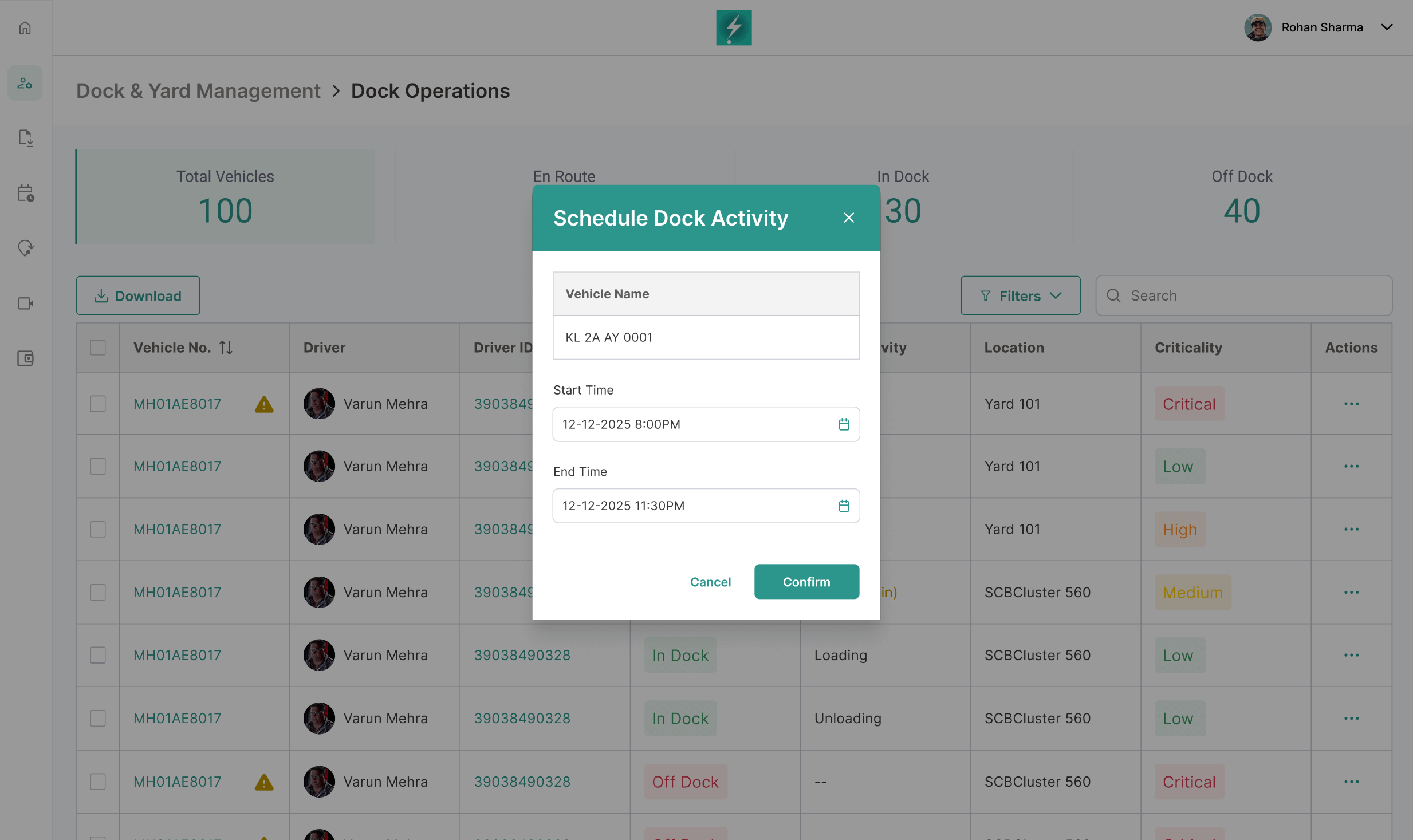 Automated and optimized dock schedules improving operational flow and minimizing delays in vehicle and cargo movement