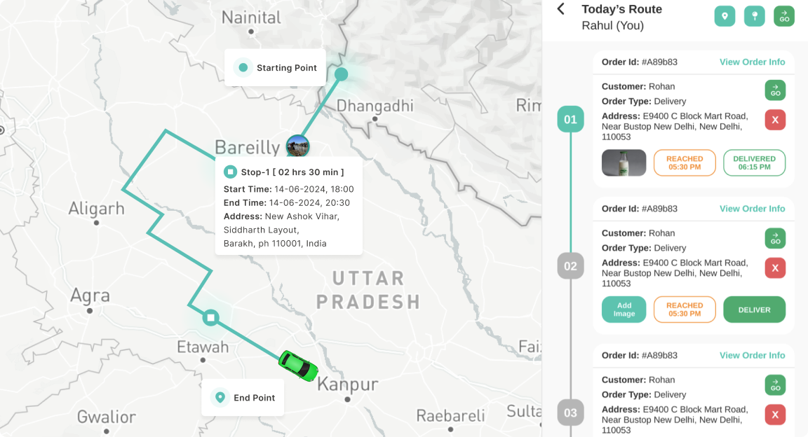 Roadcast's automated route optimization feature, allowing for efficient order allocation and rider payout based on optimized routes